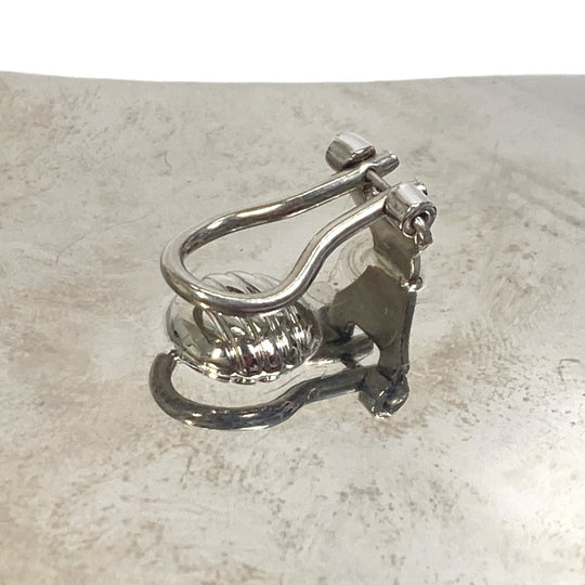 GUCCI Earring metal Silver Interlocking G Women Used Authentic