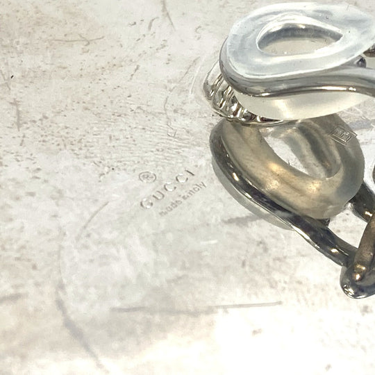 GUCCI Earring metal Silver Interlocking G Women Used Authentic
