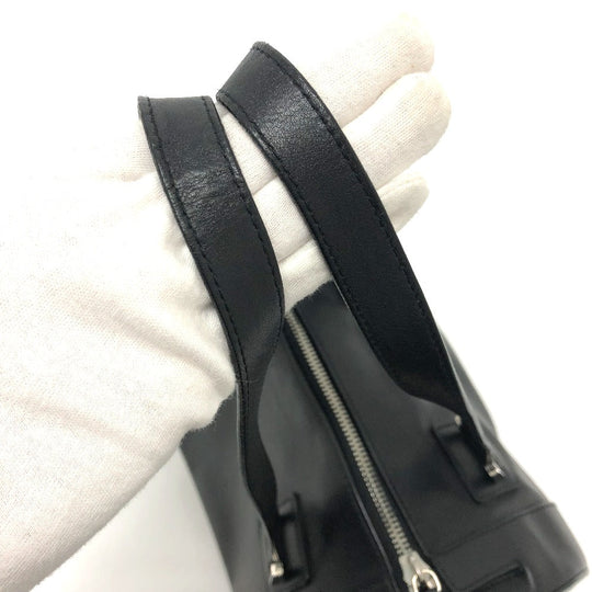 BVLGARI Handbag leather black Bulgari Bulgari Cylindrical Women Used Authentic