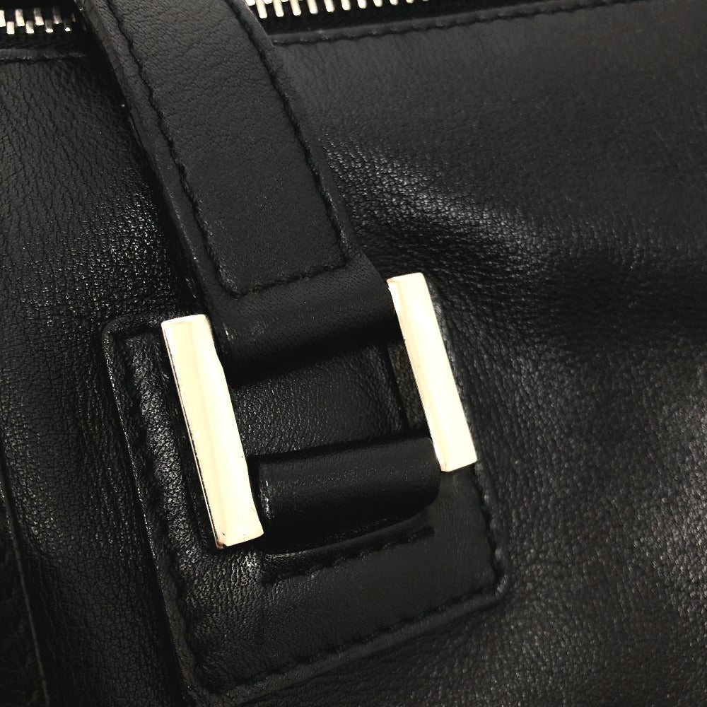 BVLGARI Handbag leather black Bulgari Bulgari Cylindrical Women Used Authentic