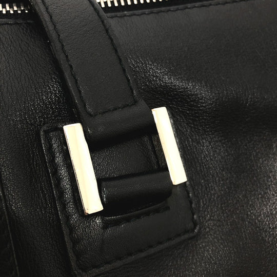 BVLGARI Handbag leather black Bulgari Bulgari Cylindrical Women Used Authentic