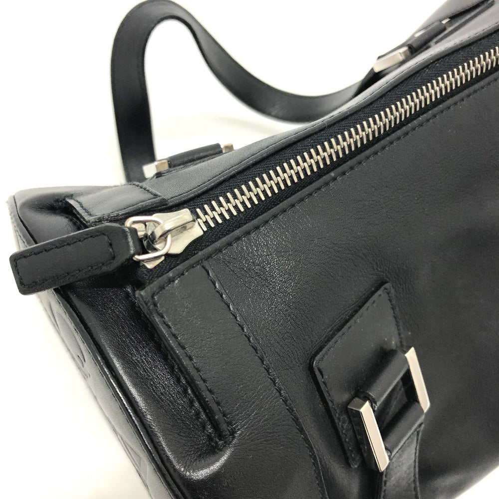BVLGARI Handbag leather black Bulgari Bulgari Cylindrical Women Used Authentic