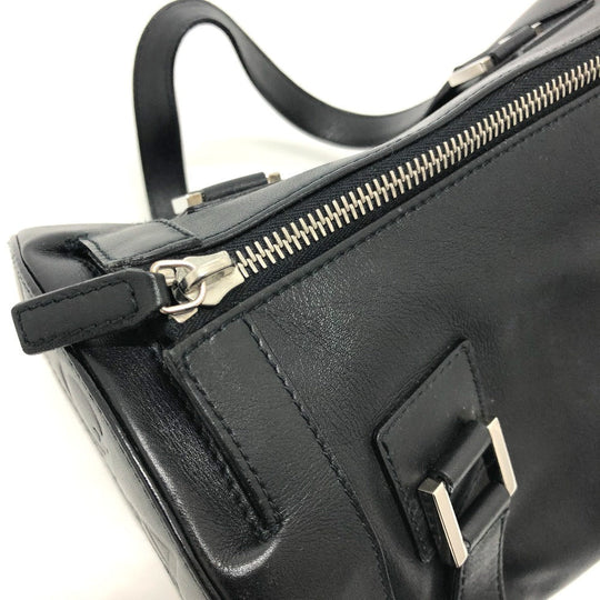 BVLGARI Handbag leather black Bulgari Bulgari Cylindrical Women Used Authentic