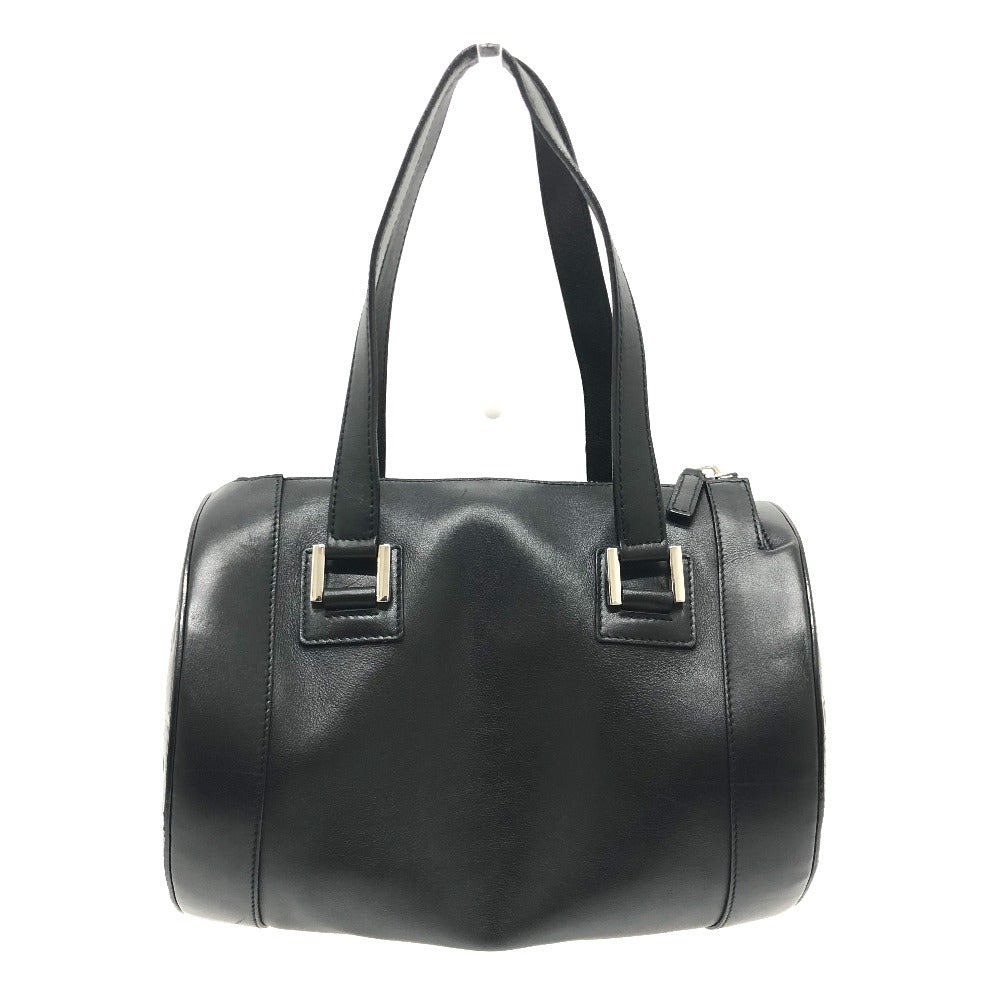 BVLGARI Handbag leather black Bulgari Bulgari Cylindrical Women Used Authentic