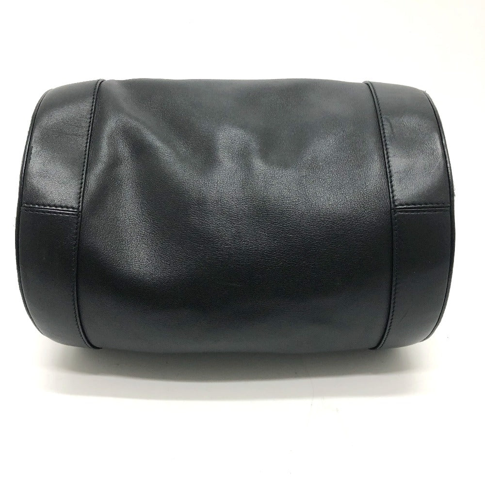 BVLGARI Handbag leather black Bulgari Bulgari Cylindrical Women Used Authentic