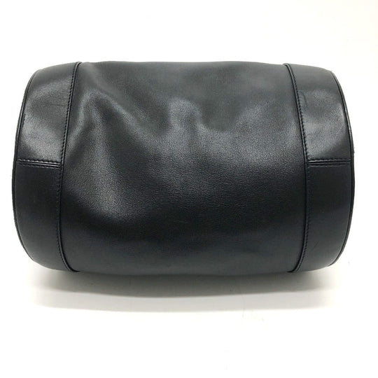 BVLGARI Handbag leather black Bulgari Bulgari Cylindrical Women Used Authentic