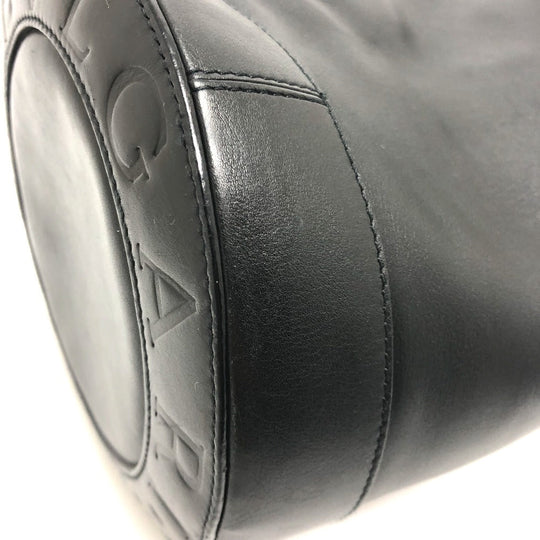 BVLGARI Handbag leather black Bulgari Bulgari Cylindrical Women Used Authentic