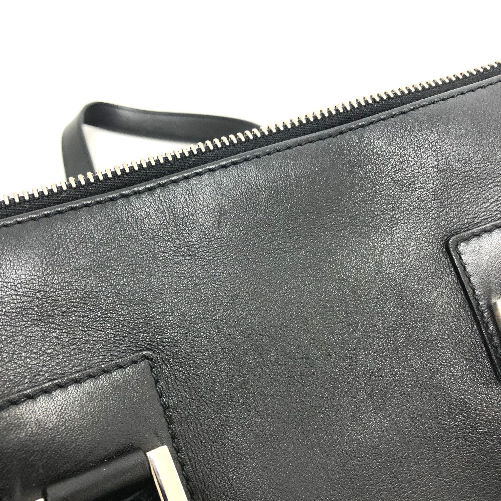 BVLGARI Handbag leather black Bulgari Bulgari Cylindrical Women Used Authentic