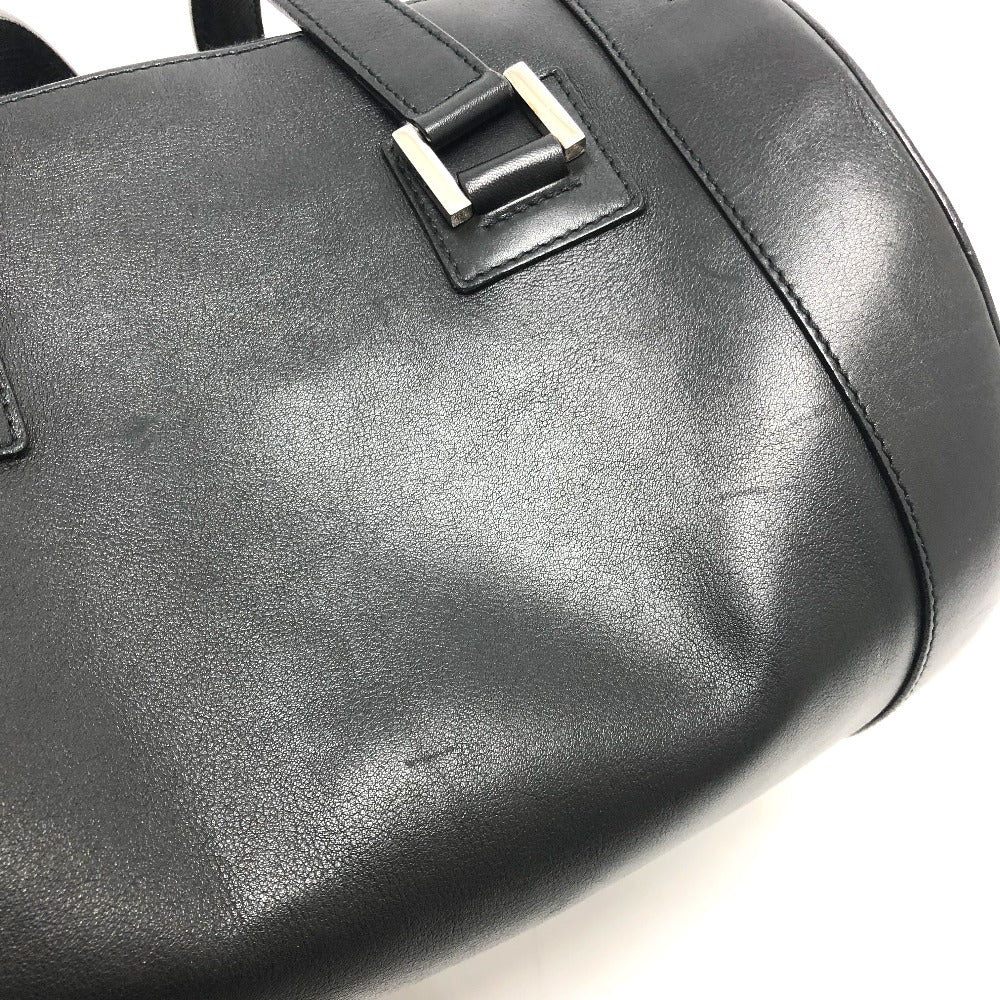 BVLGARI Handbag leather black Bulgari Bulgari Cylindrical Women Used Authentic