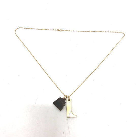 HERMES Necklace Buffalo Horn, Metal gold Amulet Marokiniye PM Women Used Authentic