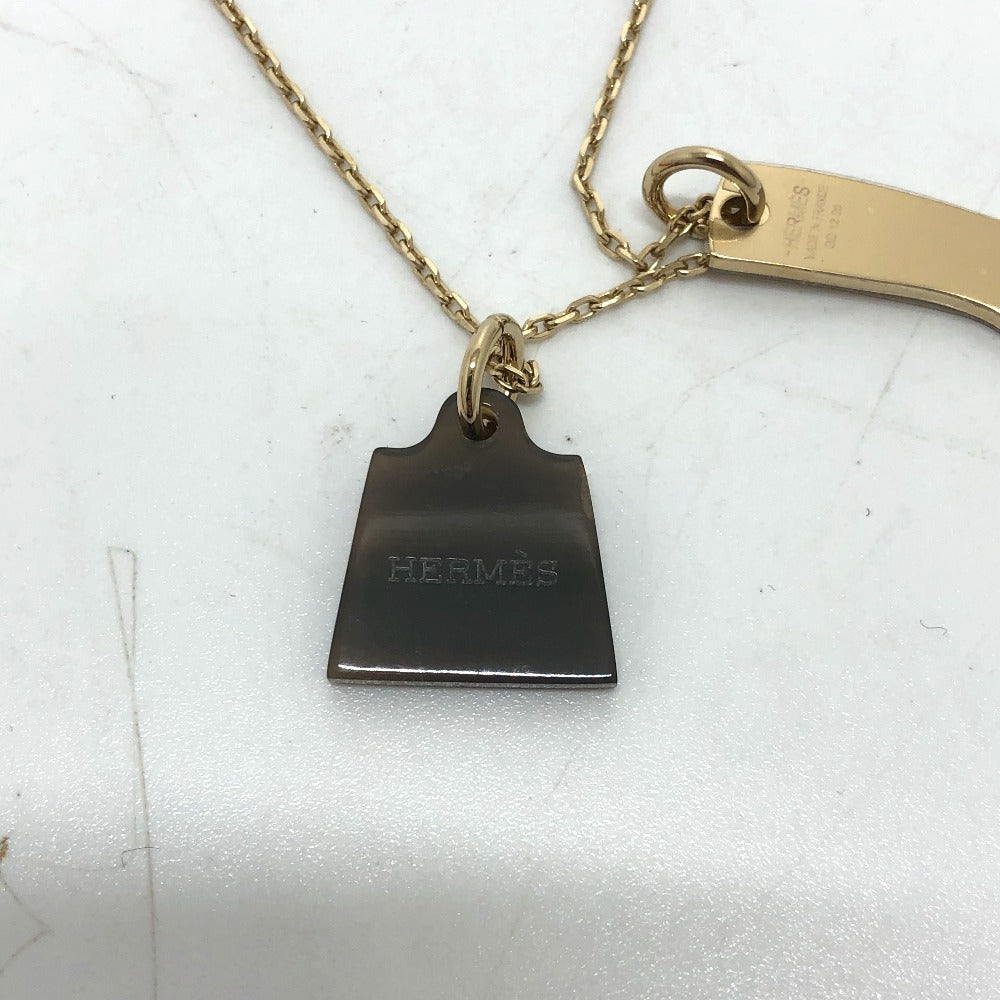 HERMES Necklace Buffalo Horn, Metal gold Amulet Marokiniye PM Women Used Authentic