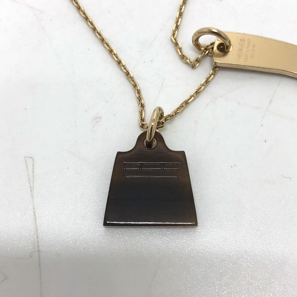 HERMES Necklace Buffalo Horn, Metal gold Amulet Marokiniye PM Women Used Authentic