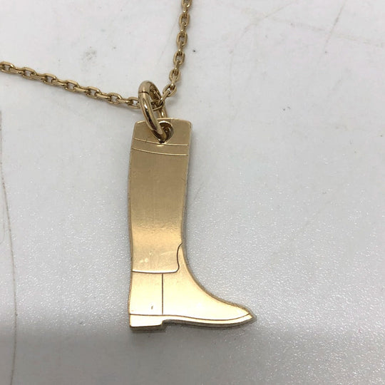HERMES Necklace Buffalo Horn, Metal gold Amulet Marokiniye PM Women Used Authentic
