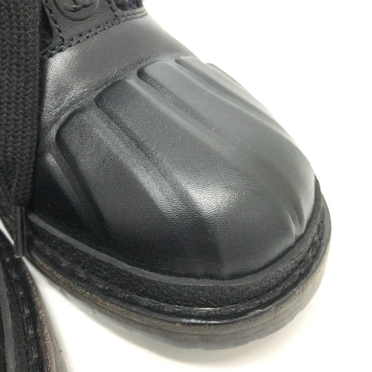CHANEL boots Leather, Tweed blue COCO Mark short Women 36 Used Authentic