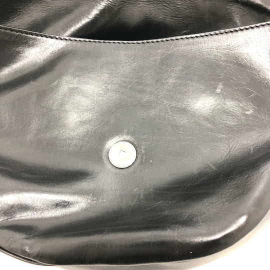 CELINE Shoulder Bag 115/130 leather black ribbon Crossbody Women Used Authentic