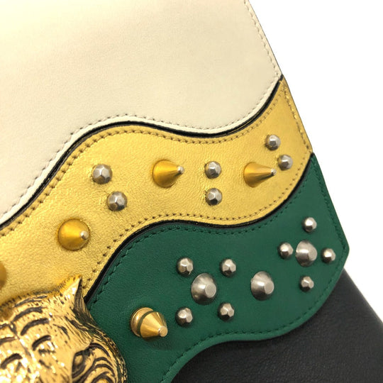 GUCCI Backpack 432266 leather black Studs Animalie Women Used Authentic