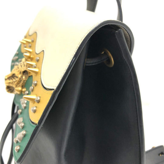 GUCCI Backpack 432266 leather black Studs Animalie Women Used Authentic