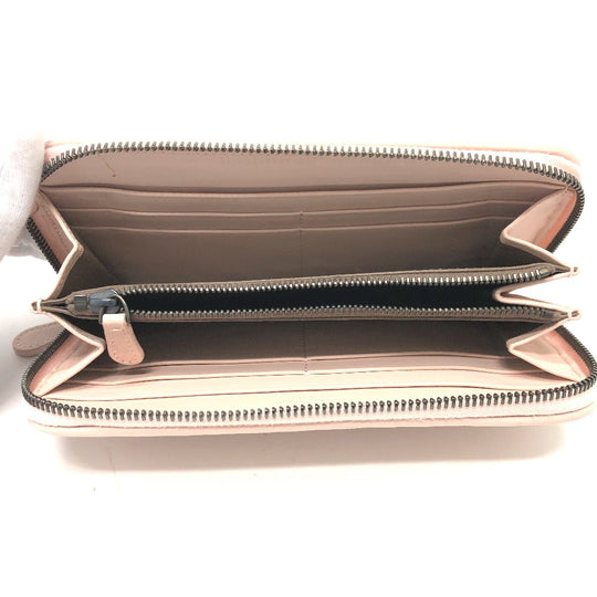 BOTTEGAVENETA Long Wallet Purse 114076 leather pink INTRECCIATO Zip Around Women Used Authentic