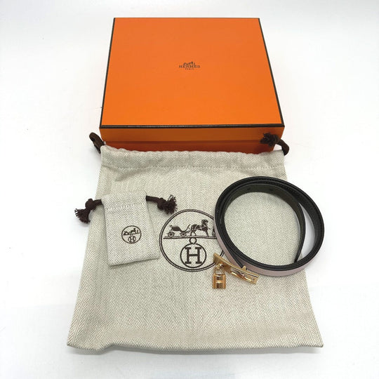 HERMES belt Vaux Swift, Epsom pink/khaki Cadena/fashion accessories Lucky 15 PM Women Used Authentic