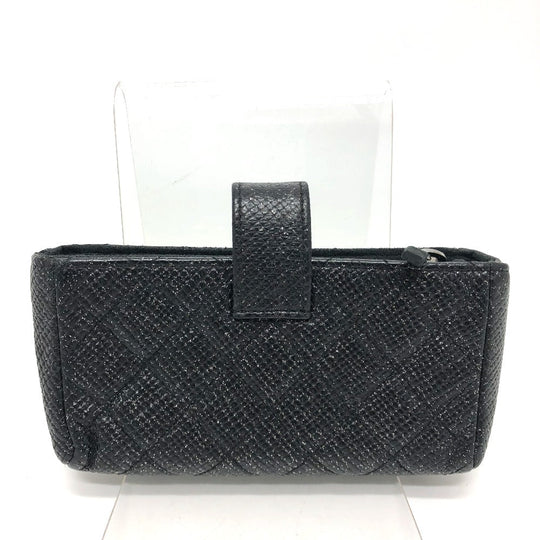 CHANEL Pouch leather black CC COCO Mark Matrasse Women Used Authentic