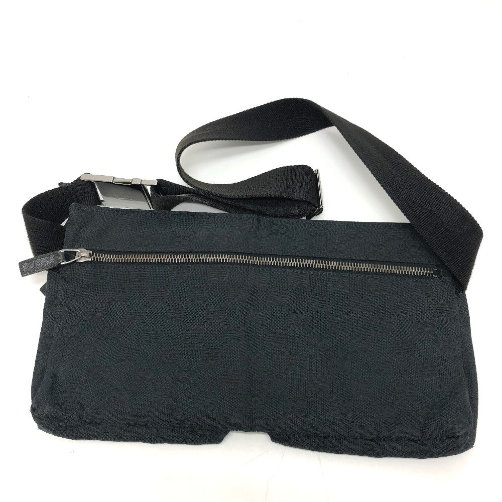 GUCCI Waist bag 28566 GG canvas black GG Sling bag mens Used Authentic