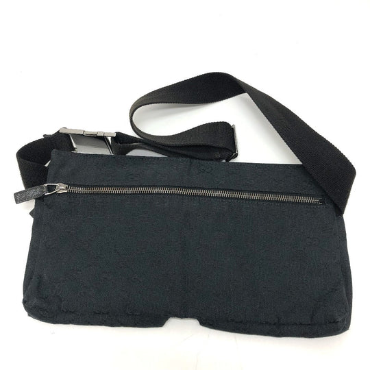 GUCCI Waist bag 28566 GG canvas black GG Sling bag mens Used Authentic