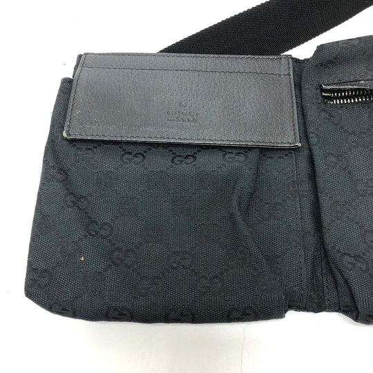 GUCCI Waist bag 28566 GG canvas black GG Sling bag mens Used Authentic