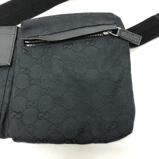 GUCCI Waist bag 28566 GG canvas black GG Sling bag mens Used Authentic