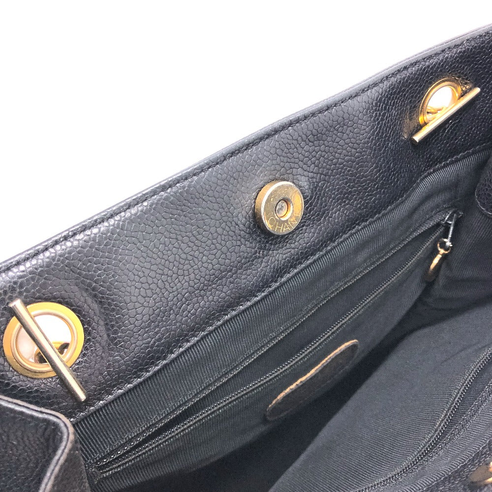 CHANEL Tote Bag Caviar skin black Trip Luco co Square Women Used Authentic