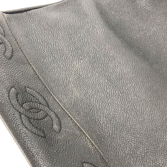 CHANEL Tote Bag Caviar skin black Trip Luco co Square Women Used Authentic