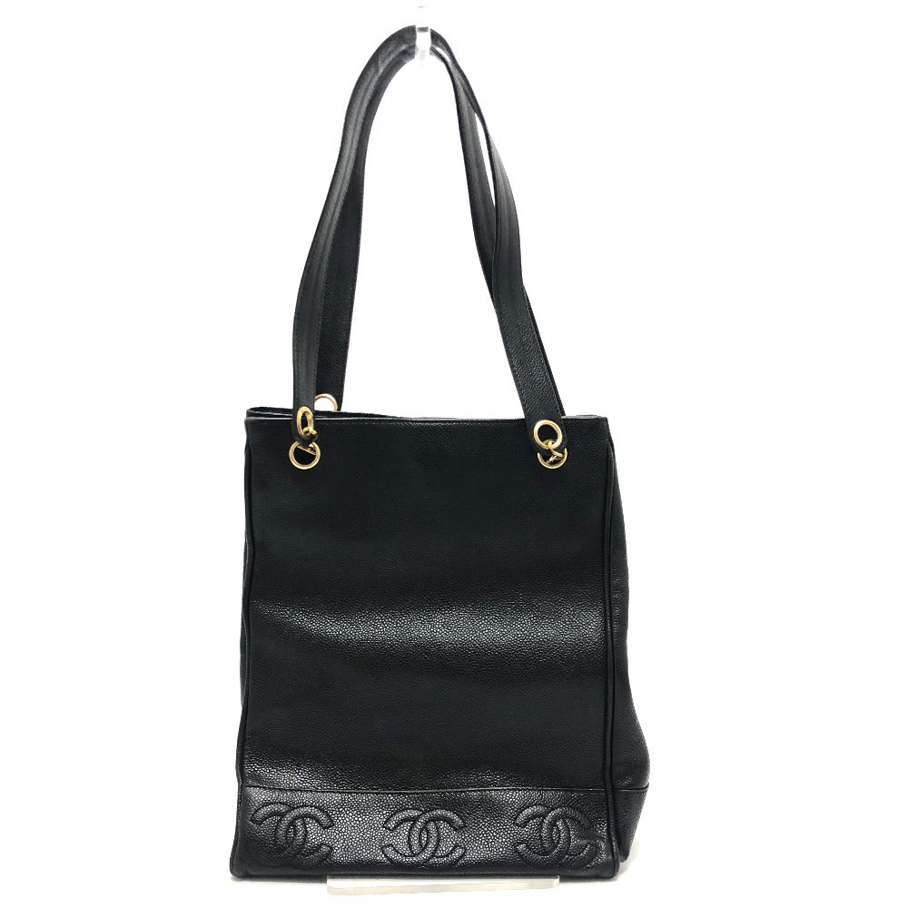 CHANEL Tote Bag Caviar skin black Trip Luco co Square Women Used Authentic
