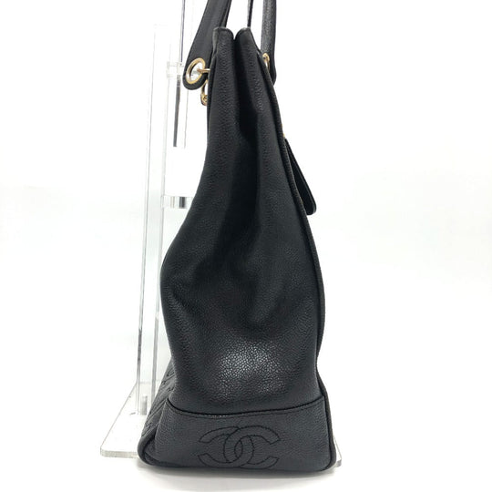 CHANEL Tote Bag Caviar skin black Trip Luco co Square Women Used Authentic