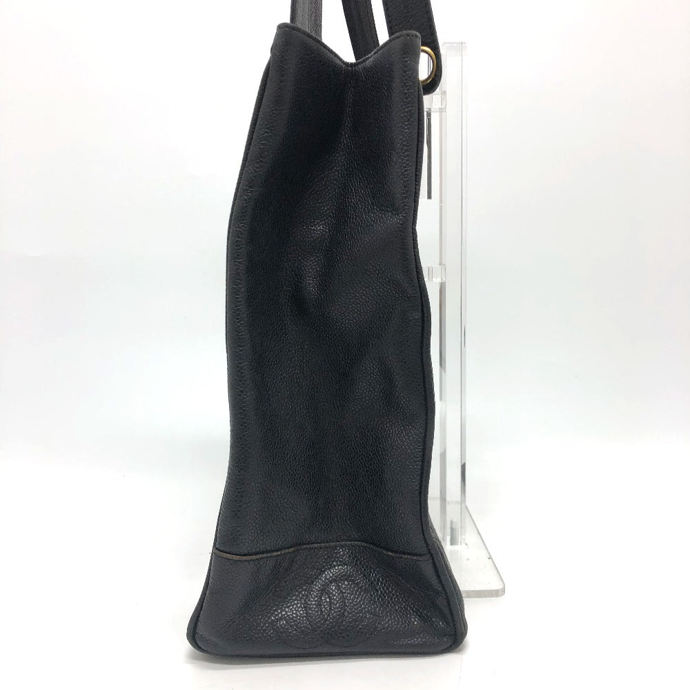 CHANEL Tote Bag Caviar skin black Trip Luco co Square Women Used Authentic