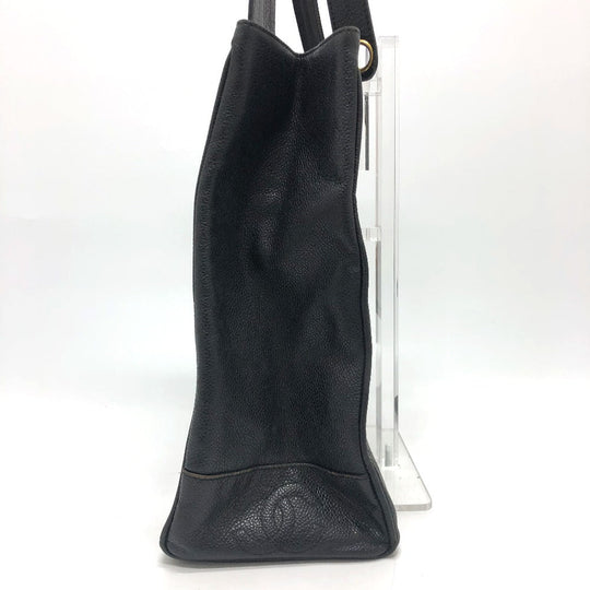 CHANEL Tote Bag Caviar skin black Trip Luco co Square Women Used Authentic