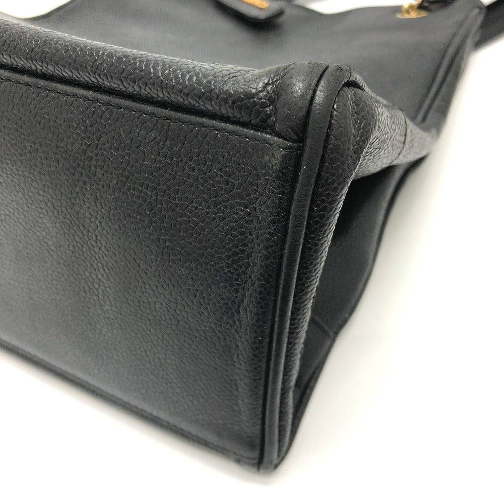 CHANEL Tote Bag Caviar skin black Trip Luco co Square Women Used Authentic