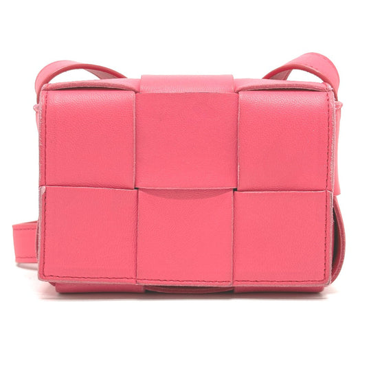 BOTTEGAVENETA Shoulder Bag leather pink MAXI INTRECCIATO cassette mini Women Used Authentic