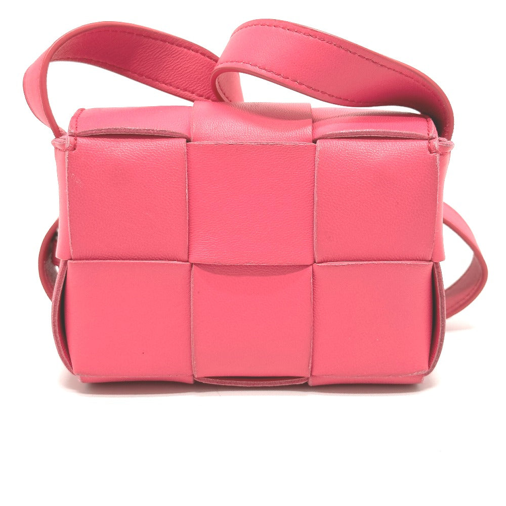 BOTTEGAVENETA Shoulder Bag leather pink MAXI INTRECCIATO cassette mini Women Used Authentic