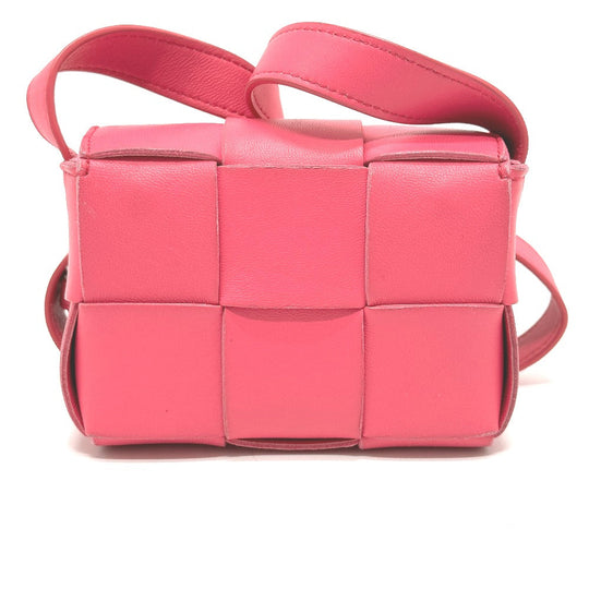 BOTTEGAVENETA Shoulder Bag leather pink MAXI INTRECCIATO cassette mini Women Used Authentic