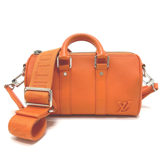 LOUIS VUITTON Shoulder Bag M81004 leather Orange LV Aerogram Keepall XS mens Used Authentic