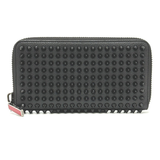 Christian Louboutin Long Wallet Purse leather black Panettone Spike studs mens Used Authentic