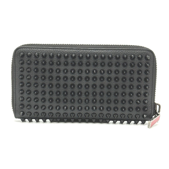 Christian Louboutin Long Wallet Purse leather black Panettone Spike studs mens Used Authentic