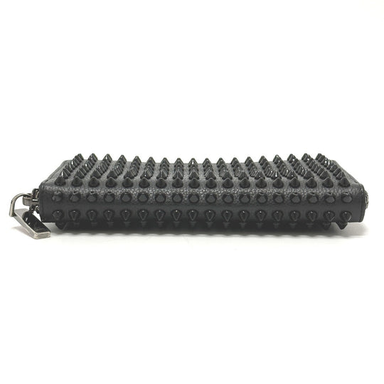Christian Louboutin Long Wallet Purse leather black Panettone Spike studs mens Used Authentic