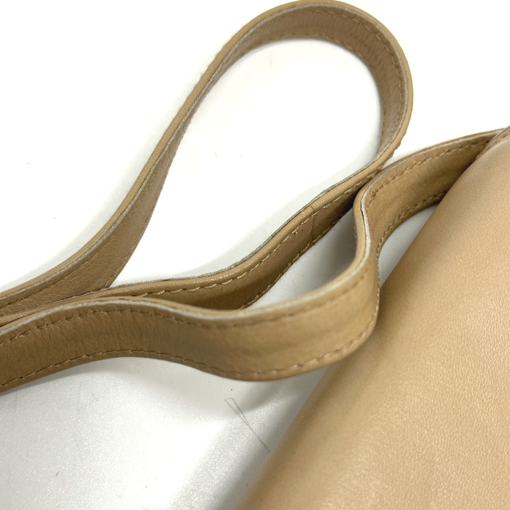 CELINE Shoulder Bag leather beige Triomphe Bag Women Used Authentic