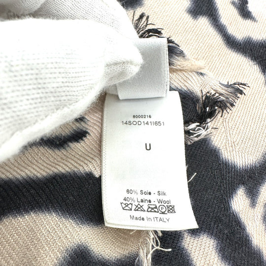 Dior Scarf 14SOD141 Silk, Wool beige Leopard Large format shawl Women Used Authentic