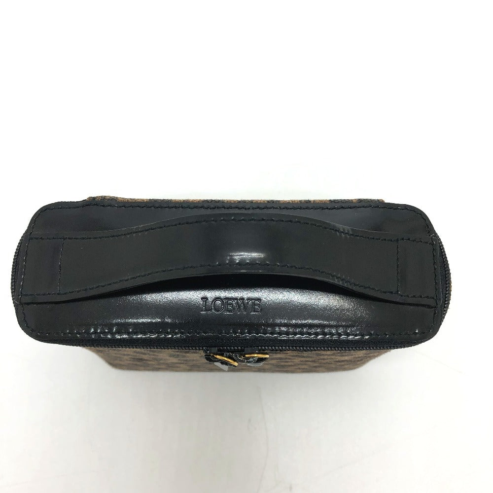 LOEWE Vanity bag leather Brown Leopard Mini/Cosmetics Pouch Women Used Authentic