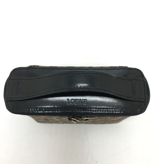 LOEWE Vanity bag leather Brown Leopard Mini/Cosmetics Pouch Women Used Authentic