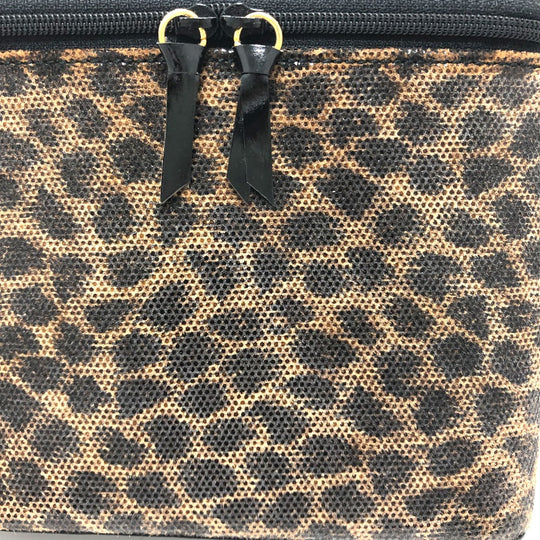 LOEWE Vanity bag leather Brown Leopard Mini/Cosmetics Pouch Women Used Authentic