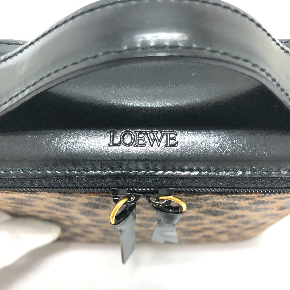 LOEWE Vanity bag leather Brown Leopard Mini/Cosmetics Pouch Women Used Authentic