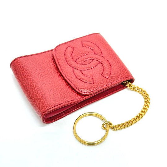 CHANEL Cigarette case Caviar skin Red CC COCO Mark mini Women Secondhand Authentic