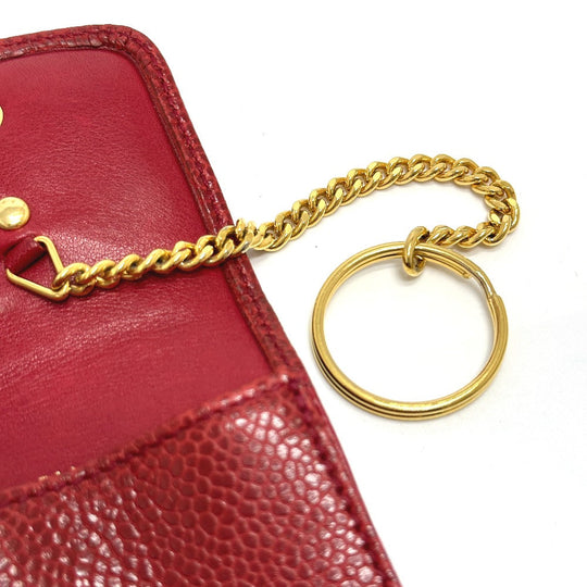 CHANEL Cigarette case Caviar skin Red CC COCO Mark mini Women Secondhand Authentic